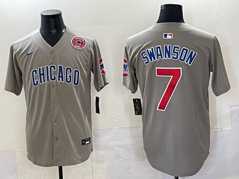 Men Chicago Cubs #7 Swanson grey Nike MLB 2025 jersey 0015->chicago cubs->MLB Jersey